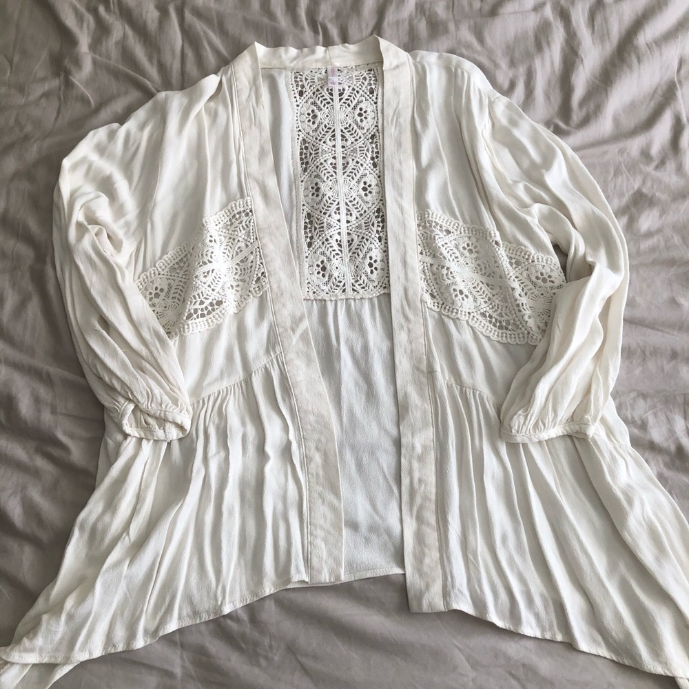 White Crochet Kimono